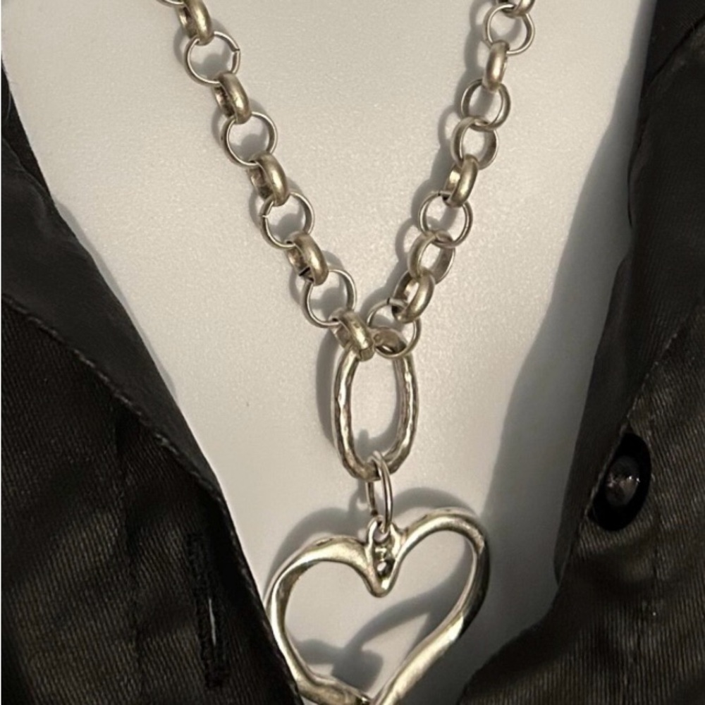 Silver Heart Necklace, Large Heart Pendant Necklace, Silver Plated Necklace